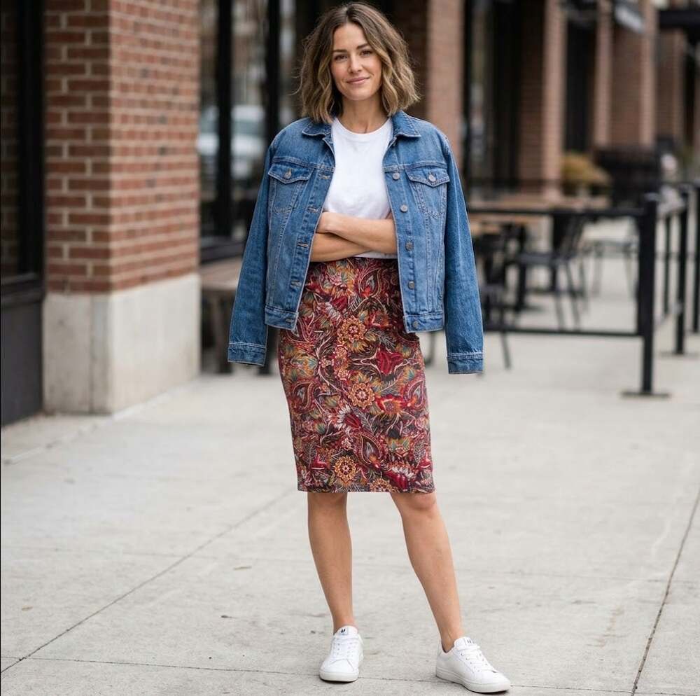 LuLaRoe Cassie Skirt Womens XS Red Paisley Floral Stretch Knit Pencil NWT